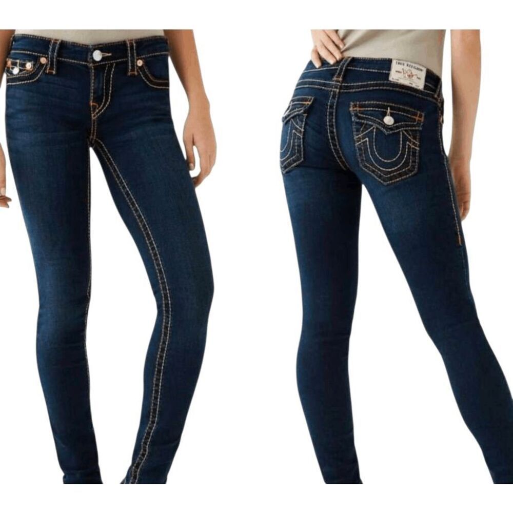 TRUE RELIGION Slim Straight Contour Dark Wash Jeans Size 26